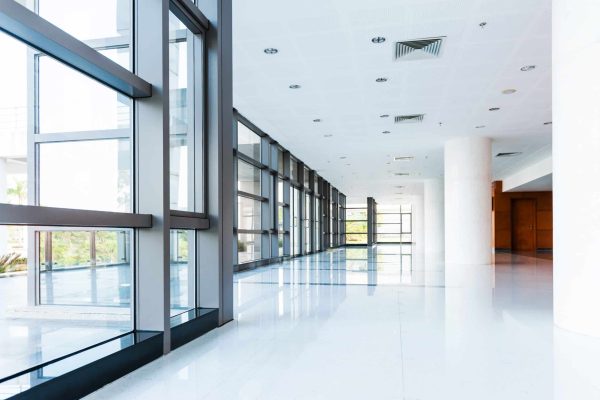 Empty corridor in the modern office building